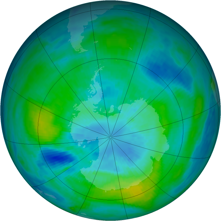 Antarctic ozone map for 25 March 1981
